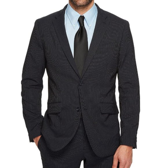 Mens Pinstripe Two Button Blazer Jacket